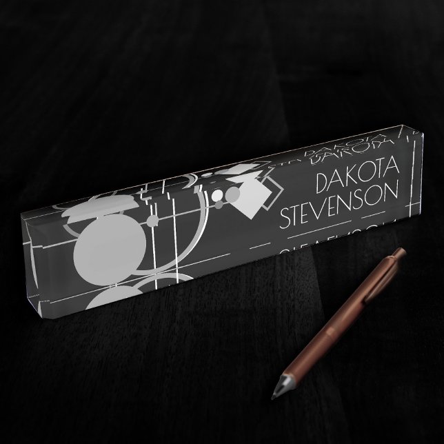 Placa De Nombre Tatuajes Art Deco Moderno | Marca monocroma (Subido por el creador)