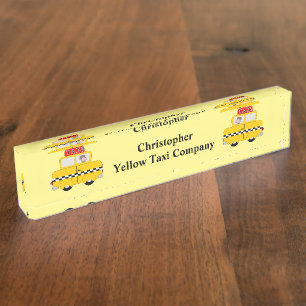 Placa De Nombre Taxi amarillo personalizado