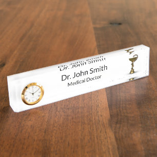 Placa De Nombre Tazón de bronce de serpiente médica Hygieia Caduce