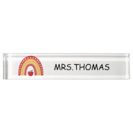 Placa De Nombre Teacher Desk Nameplate – Rainbow Design