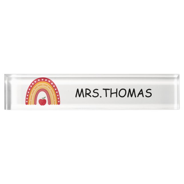 Placa De Nombre Teacher Desk Nameplate – Rainbow Design (Anverso)