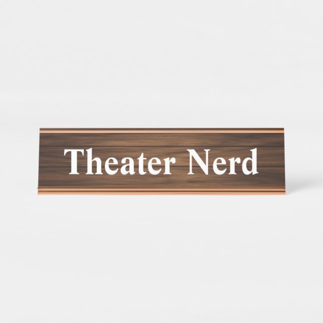 Placa De Nombre Teatro Nerd Simple Diseño Madera Paneles de grano (Anverso)