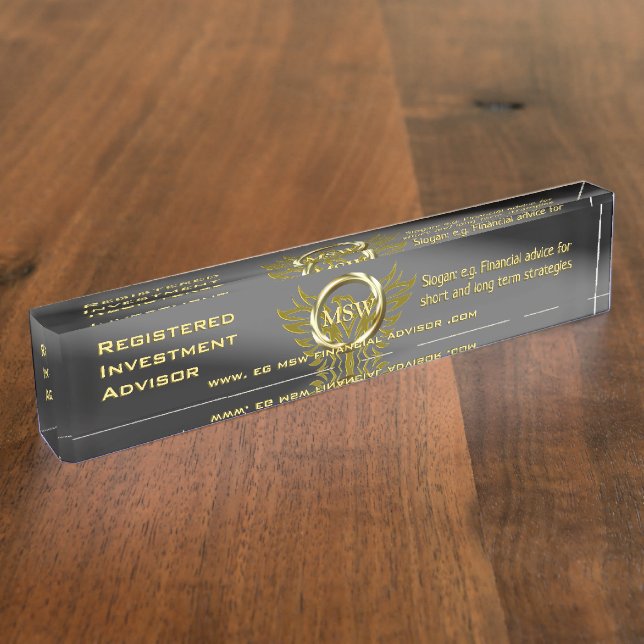 Placa De Nombre Tema de lujo del anillo de oro del agente del (Lateral)