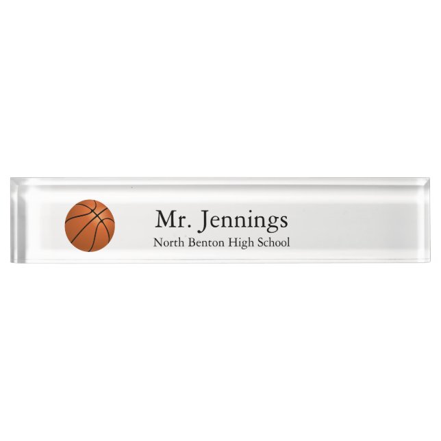 Placa De Nombre Tema personalizado del baloncesto de profesores (Anverso)