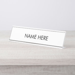 Placa De Nombre Texto de nombre personalizado blanco negro elegant