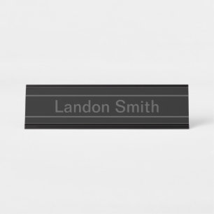 Placa De Nombre Texto de personalizable Negra y gris oscuro