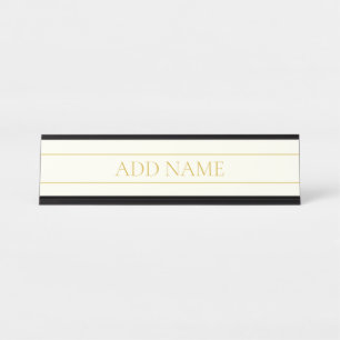 Placa De Nombre Texto de Personalizable simple y elegante Gold O