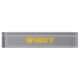 Placa De Nombre Texto personalizado desvanecido en amarillo sobre 