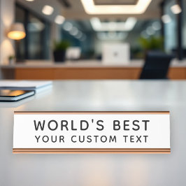 Placa De Nombre Texto Personalizado Divertido Mejor del Mundo Ofic