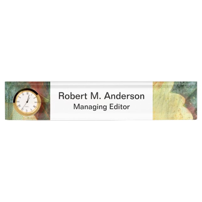 Placa De Nombre Textos de la naturaleza del otoño borgoso (Anverso)