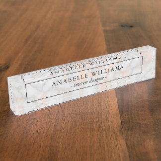 Placa De Nombre Textura elegante de mármol Rosa