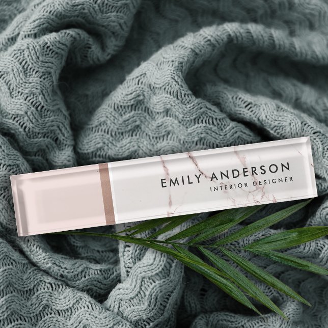 PLACA DE NOMBRE TEXTURA MODERNA DE MÁRMOL ORO MODERNO RUBOR PINK R (Subido por el creador)