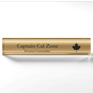 Placa De Nombre Thin Blue Line: Canadiense Maple Leaf Nameplate