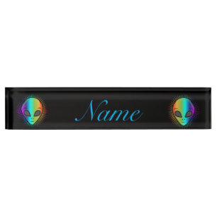 Placa De Nombre Thunder_Cove de cráneo humano psicodélico