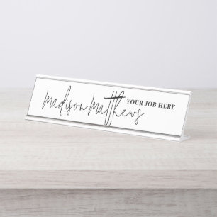 Placa De Nombre Tipografía minimalista de escritura manuscrita mod