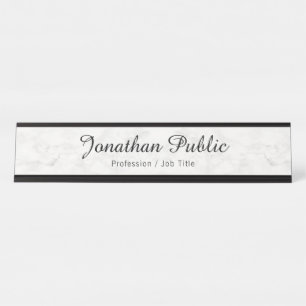 Placa De Nombre Tipografía personalizado Mármol blanco elegante mo