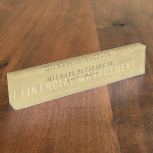 Placa De Nombre Tipografía simple purpurina metálico de oro