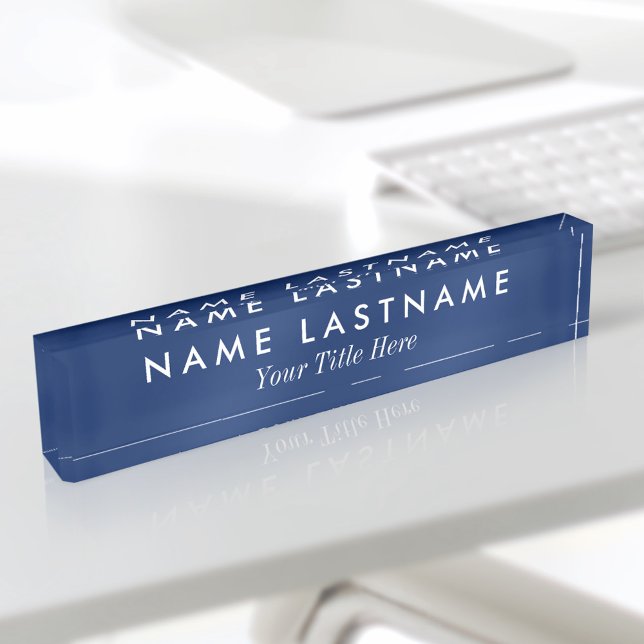 Placa De Nombre Título blanco azul de la marina personalizado mode (Subido por el creador)