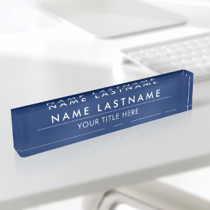 Placa De Nombre Título blanco azul de la marina personalizado mode