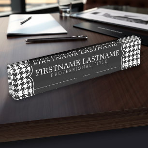 Placa De Nombre Título conocido de encargo del modelo blanco negro