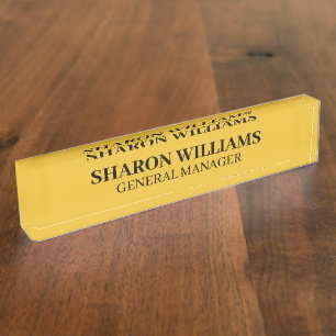 Placa De Nombre Título de escritorio profesional de clase amarilla