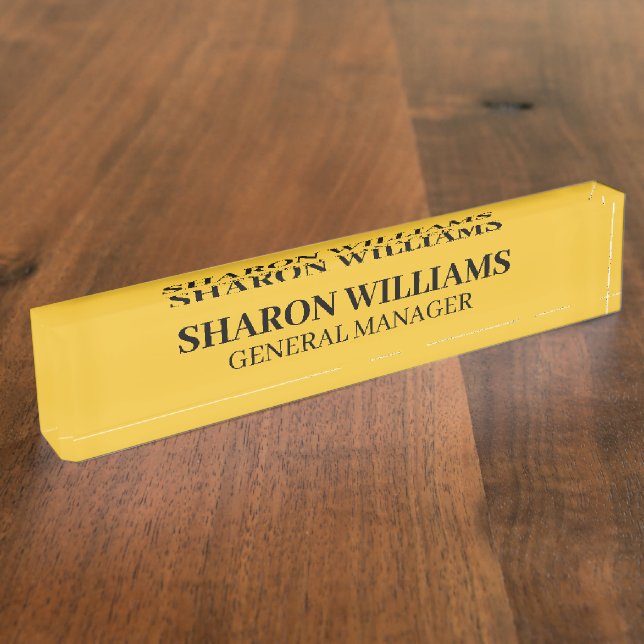 Placa De Nombre Título de escritorio profesional de clase amarilla (Lateral)