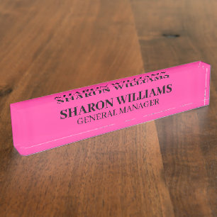 Placa De Nombre Título de escritorio profesional elegante rosa int