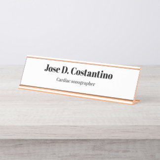 Placa De Nombre Título de escritorio simple de color rosa pastel c
