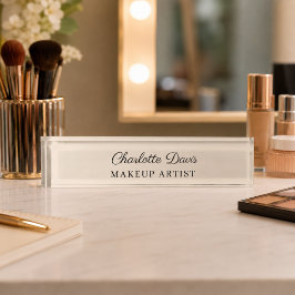 Placa De Nombre Título de nombre de mujer beige champán negocio