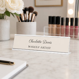 Placa De Nombre Título de nombre de mujer beige champán para negoc