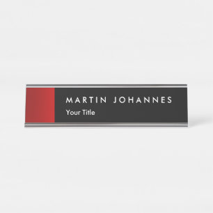 Placa De Nombre título de nombre minimalista rojo negro profesiona