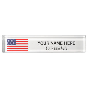 Placa De Nombre Título de nombre personalizado bandera patriótica