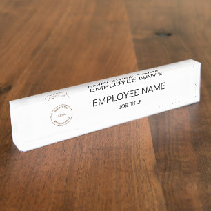 Placa De Nombre Título del trabajo de nombre de empleado del logot