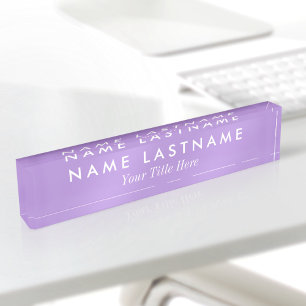 Placa De Nombre Título morado claro lavanda personalizado simple m