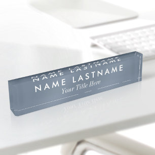 Placa De Nombre Título personalizado simple moderno azul polvorien