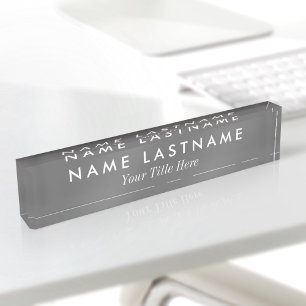 Placa De Nombre Título personalizado simple moderno gris blanco