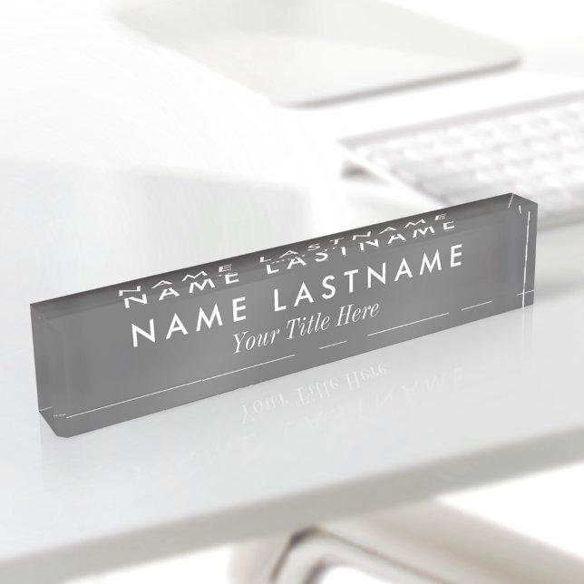 Placa De Nombre Título personalizado simple moderno gris blanco (Subido por el creador)