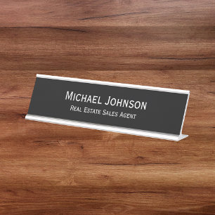Placa De Nombre Título profesional moderno y sencillo para la ofic