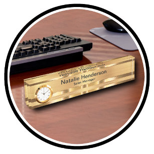 Placa De Nombre Tono de oro de regalo ejecutivo elegante