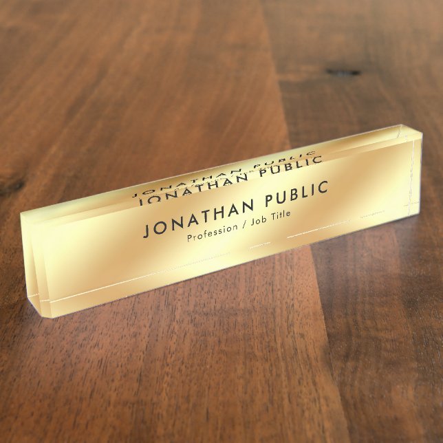 Placa De Nombre Top moderno de la plantilla del encanto del oro (Lateral)