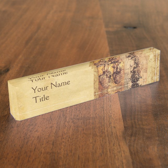 Placa De Nombre Torso de mujer, corazón, vasos sanguíneos médicos, (Lateral)