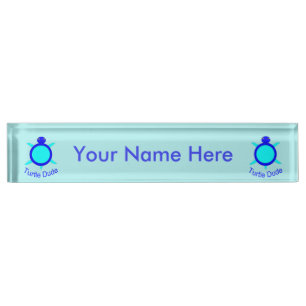Placa De Nombre Tortuga Azul Brillante Tipo Personalizado