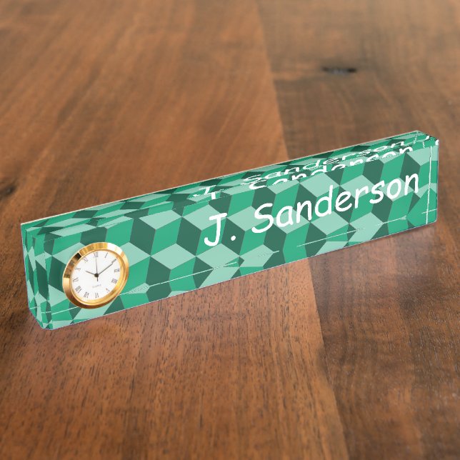 Placa de nombre - Tres bloques dimensionales (Lateral)