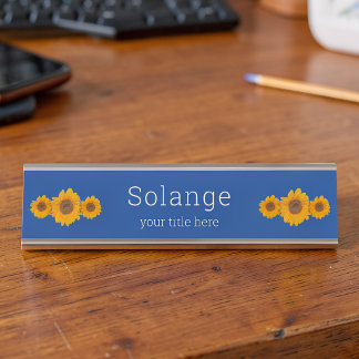 Placa De Nombre Trío de girasoles -personalizado