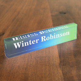 Placa De Nombre Turquesa holográfica azul moderno