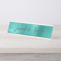 Turquoise Faux Brushed Relieve metalizado Caligraf