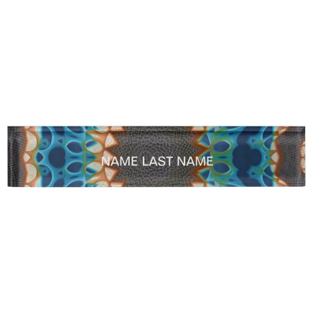 Placa De Nombre Turquoise Gold Sun Southwestern Art (Anverso)