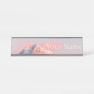Placa De Nombre Última luz solar en la montaña Storžič, Eslovenia
