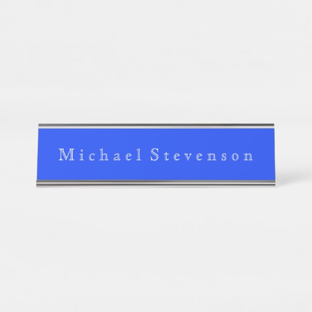 Placa De Nombre Ultramarine Blue Elegant Moderno Business (Anverso)