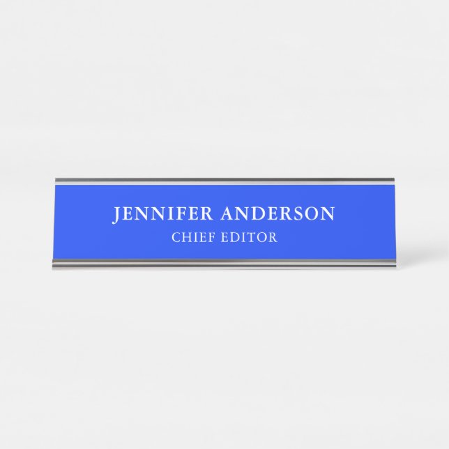 Placa De Nombre Ultramarine Blue Professional Modern Plain (Anverso)